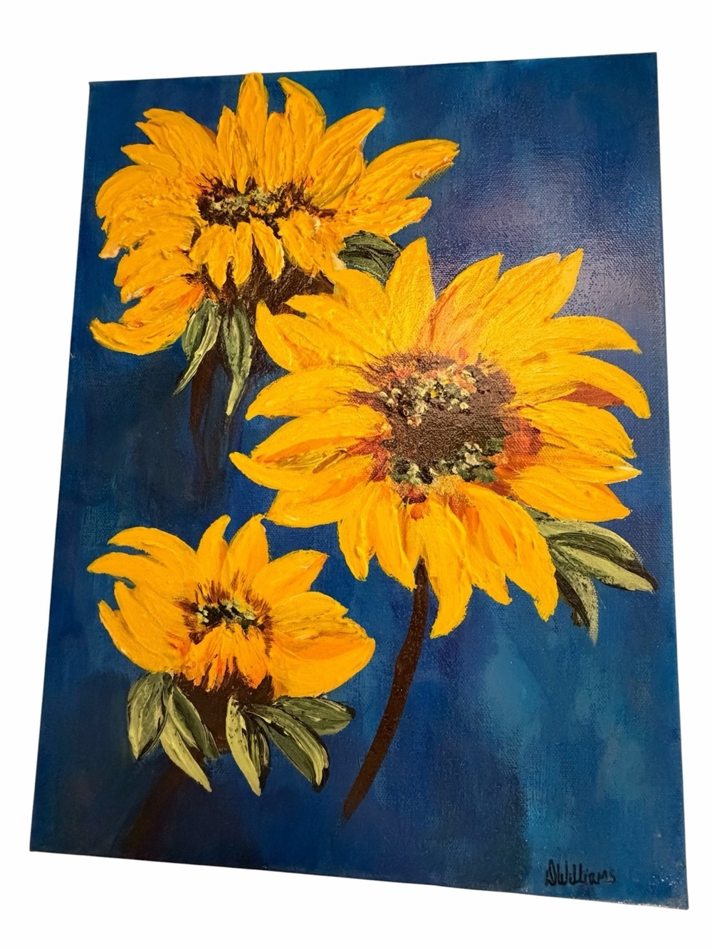 Original Artwork Acrylic’s On Canvas Textured Sunflower Blooms  12 x 16"